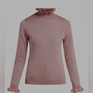 Shrimps Robin Ruffle-collar Lurex-knit Pink Sweater